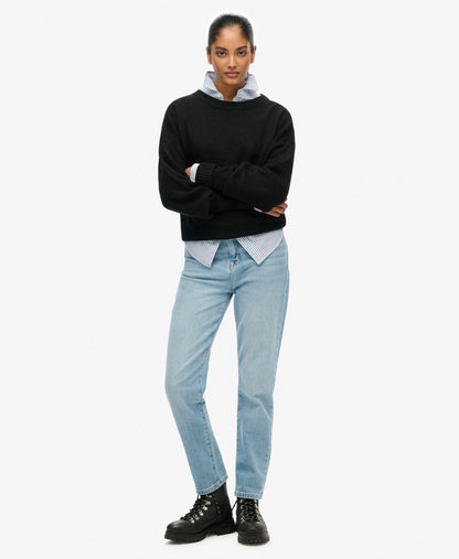Slouchy Crew Neck Jumper | Black Twist
