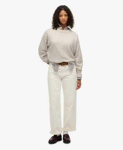 Slouchy Crew Neck Jumper | Oatmeal Twist
