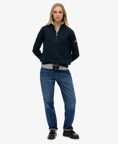 Slouchy Knitted Half Zip | Eclipse Navy