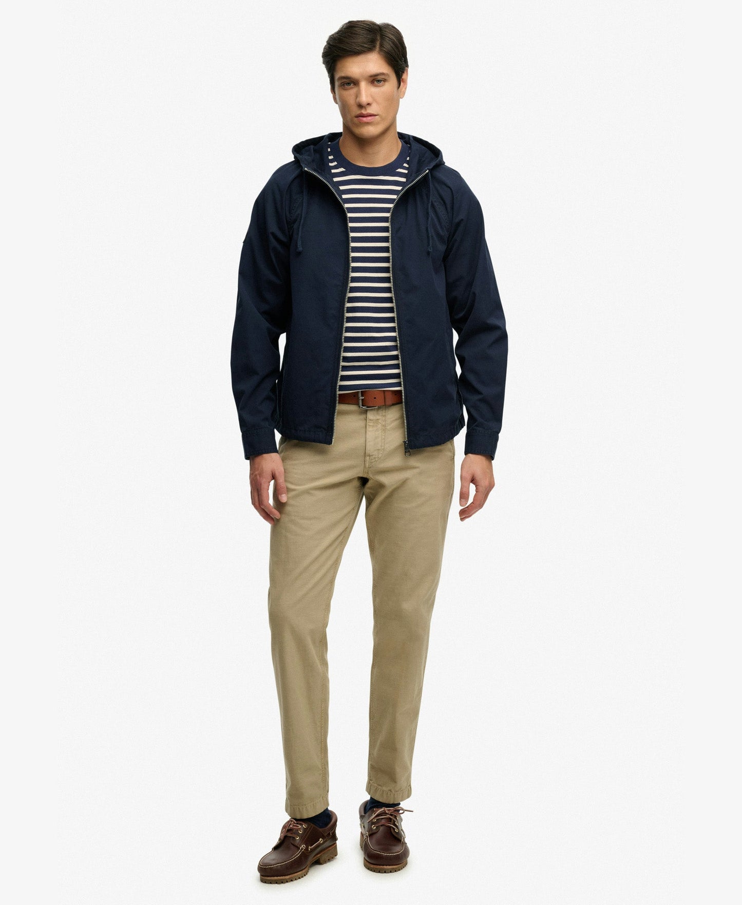 Hooded Washed Twill Jacket | Washed Navy