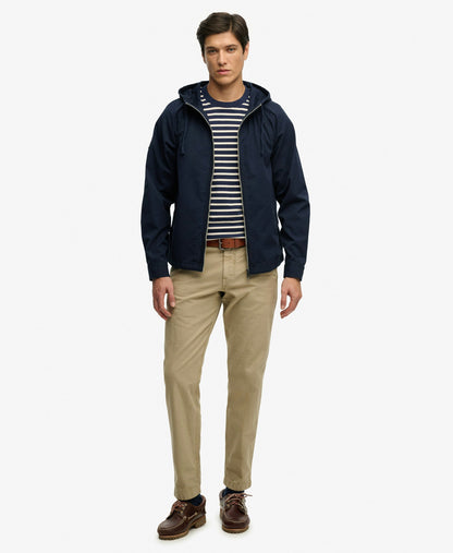 Hooded Washed Twill Jacket | Washed Navy