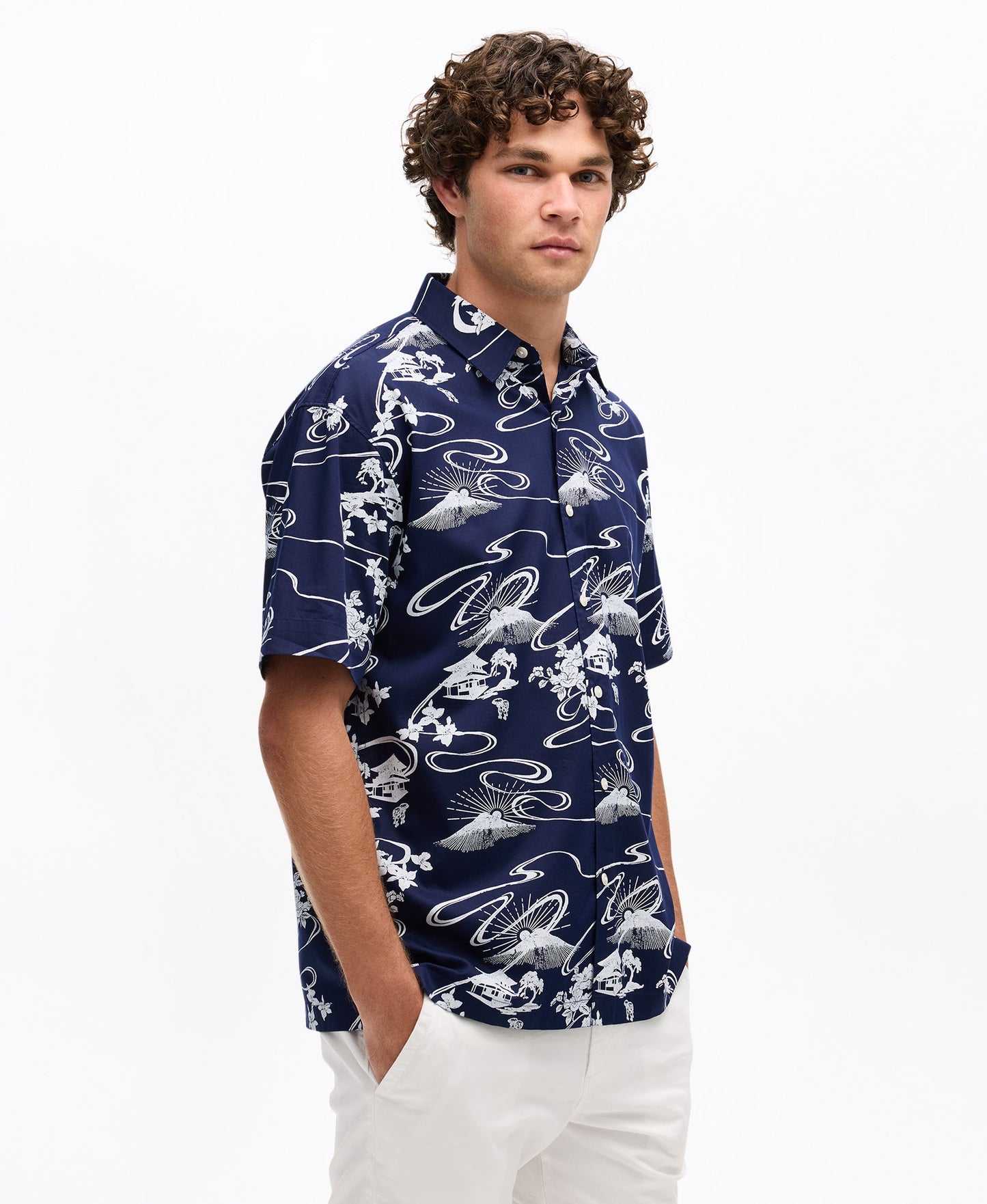 Hawaiian Shirt | Moon Mountain Navy