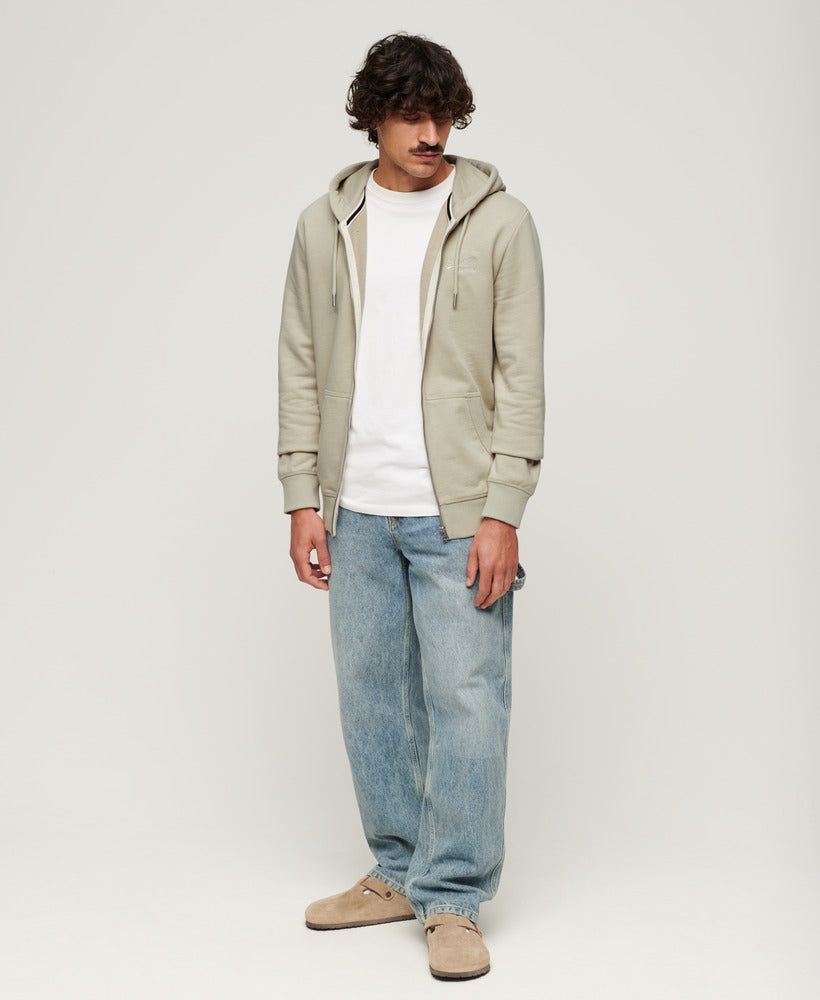 Essential Logo Slim Fit Ziphood | Light Stone Beige