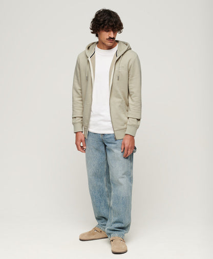 Essential Logo Slim Fit Ziphood | Light Stone Beige
