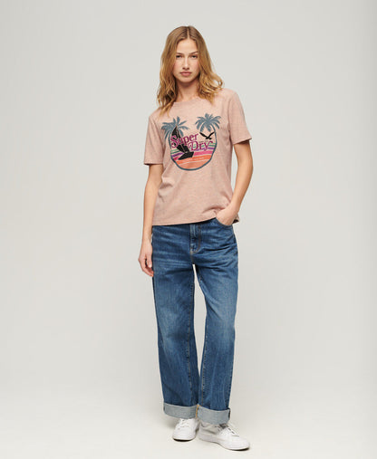 Outdoor Stripe Relaxed T Shirt | Orange Apricot Ice Marle