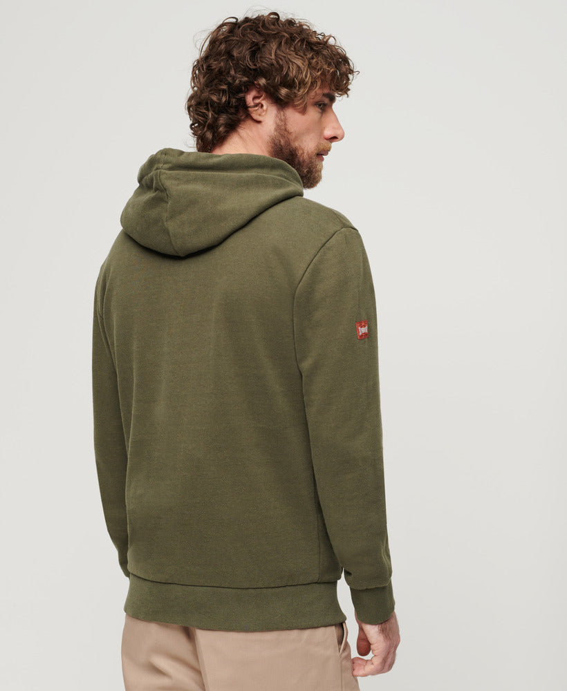 Workwear Flock Graphic Hoodie | Khaki Marle