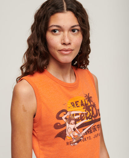 La Vintage Logo Graphic Slim Tank Top | Soda Pop Orange Marle