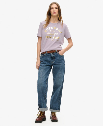 Luxe Metallic Logo Relaxed Tee | Brassica Lilac