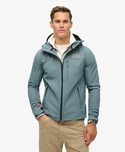 Hooded Soft Shell Trekker Jacket | Stormy Weather Blue