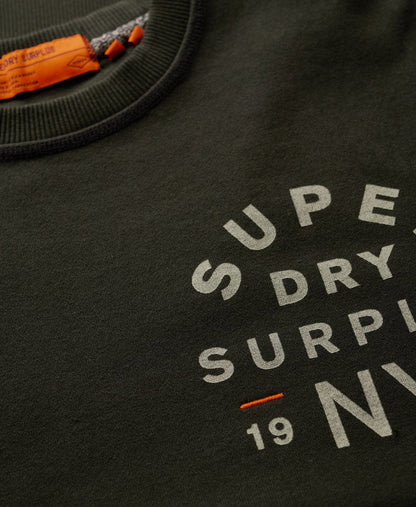 Slim Fit Surplus Graphic Crew | Washed Black
