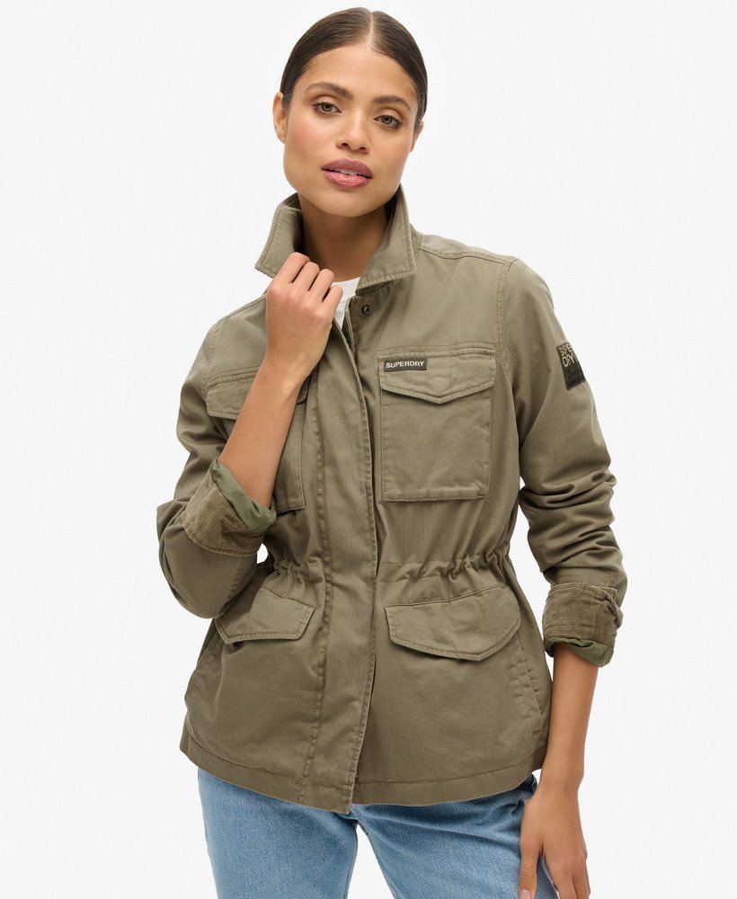 Embroidered M65 Military Jacket | Moss Khaki