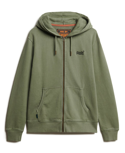 Essential Logo Washed Ziphood | Washed Beetle Green