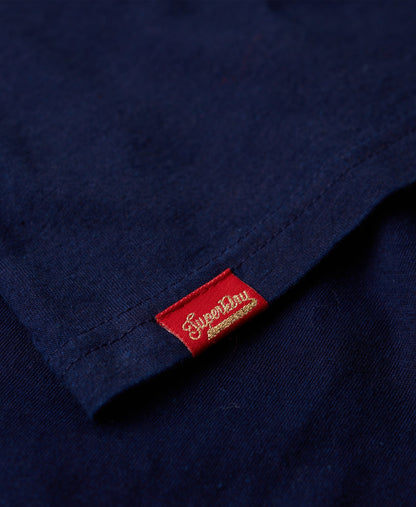Indigo Workwear Cap Sleeve Slim Fit Tee | Deep Denim Blue Wash Indigo