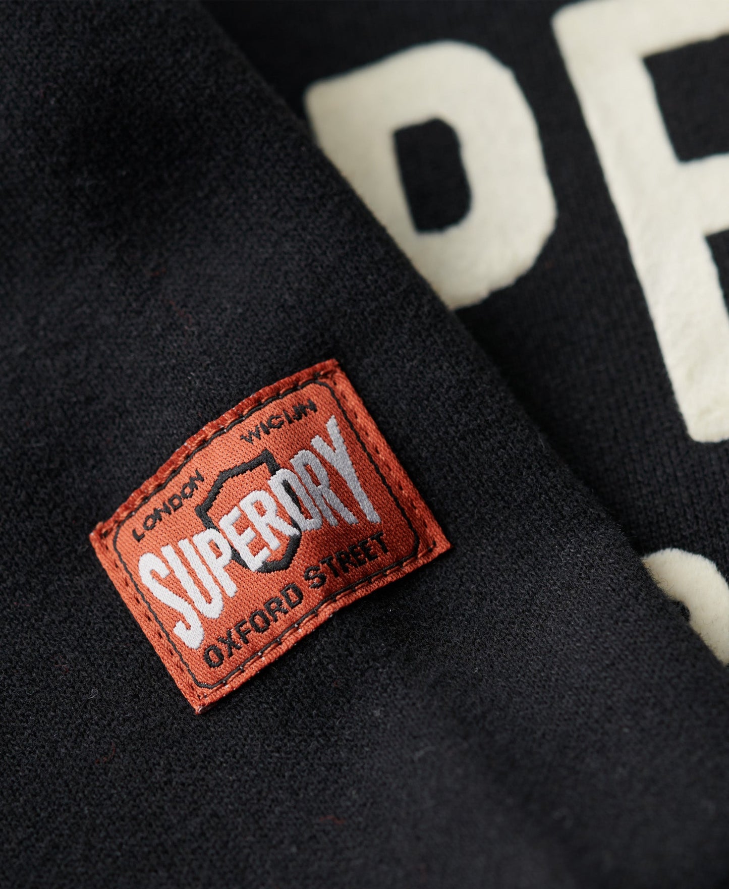 Workwear Flock Graphic Hoodie | Nero Black Marle