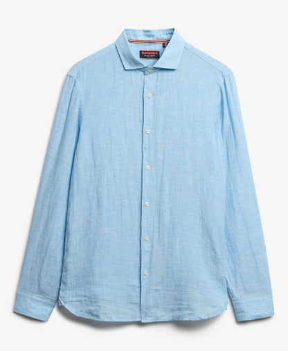 Vacation Long Sleeve Linen Shirt | Sea Blue Chambray