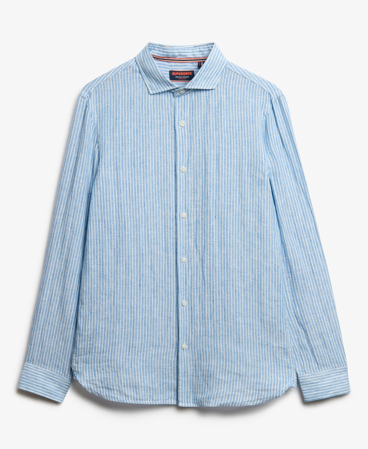 Vacation Long Sleeve Linen Shirt | Azure Blue Stripe