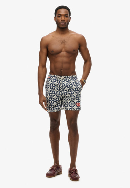 Tile Print 17'' Swim Short | Navy Tala Tile