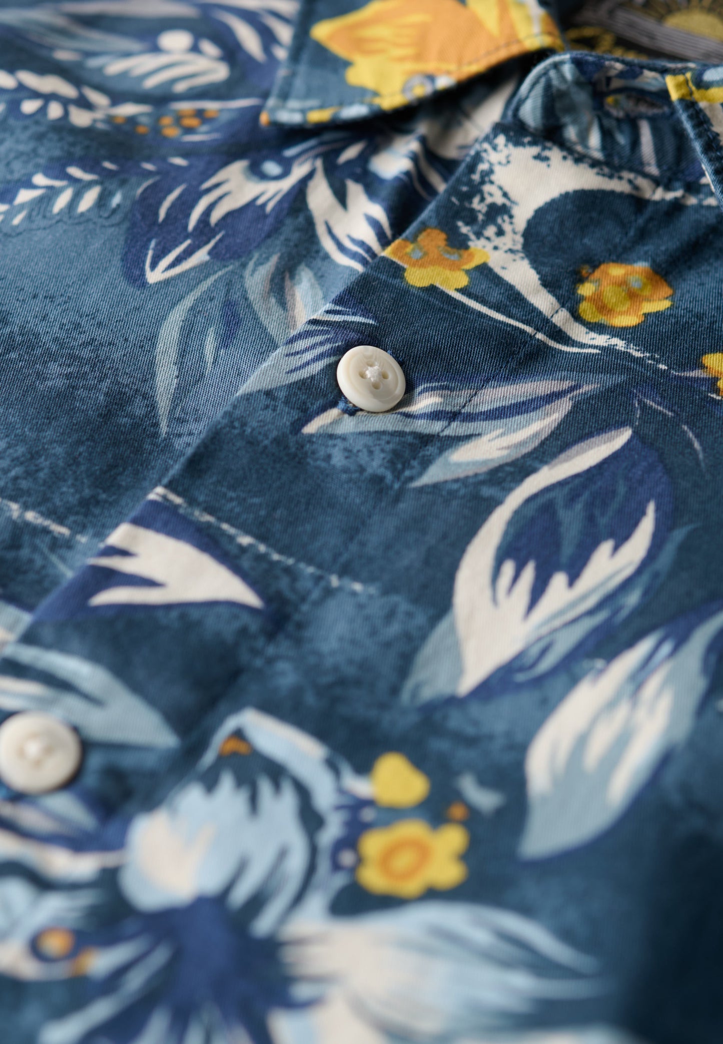 Hawaiian Print Shirt | Tropical Flowers Blue Washed