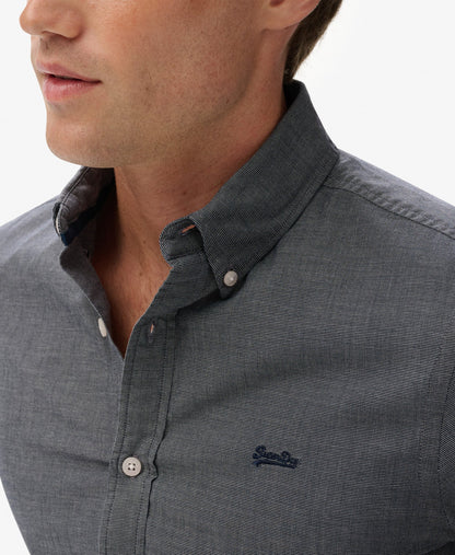 Essentials Tailored Lite Slim Fit Shirt | Navy End On End