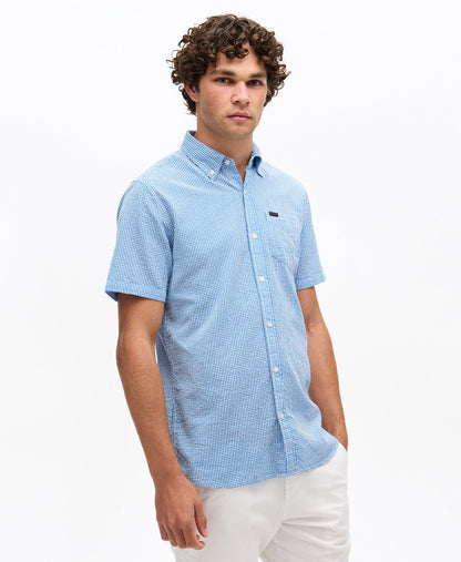 Seersucker Short Sleeve Shirt | Royal Gingham