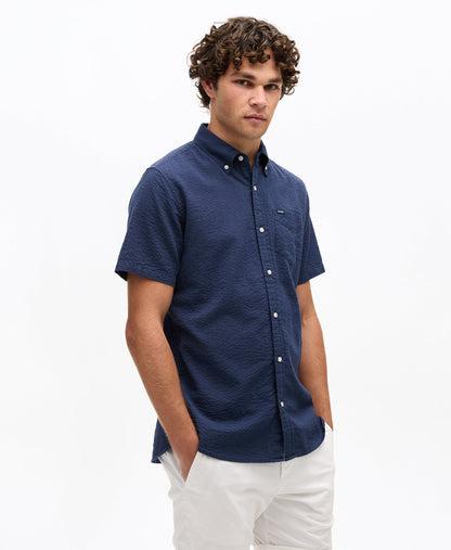 Seersucker Short Sleeve Shirt | Lauren Navy