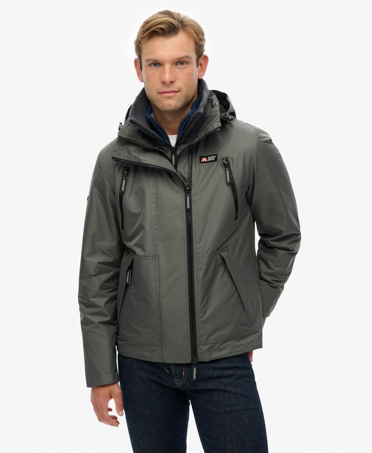 Hooded Mountain Windbreaker Slim Fit Jacket | Dark Dull Charcoal