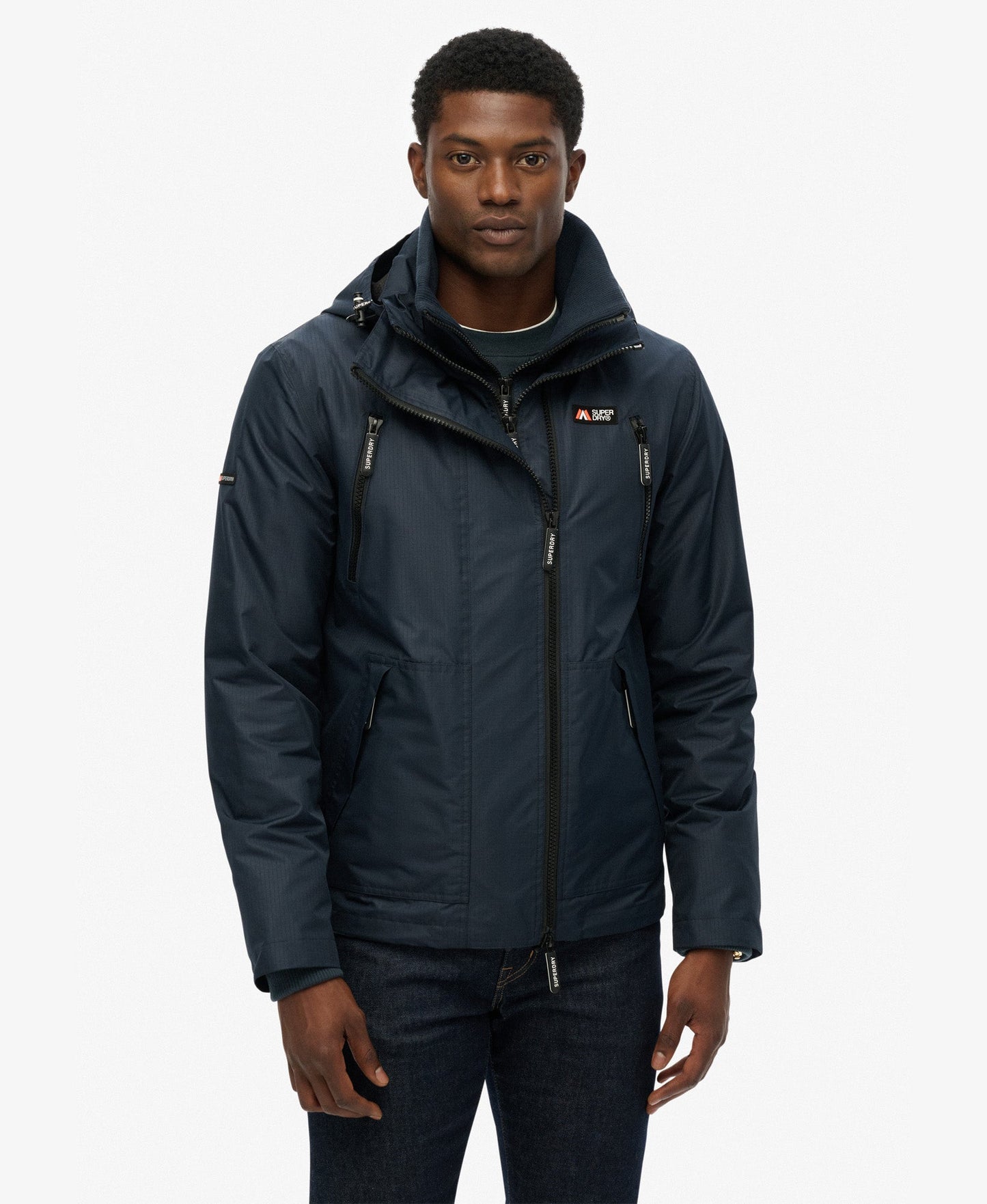 Hooded Mountain Windbreaker Slim Fit Jacket | Eclipse Navy
