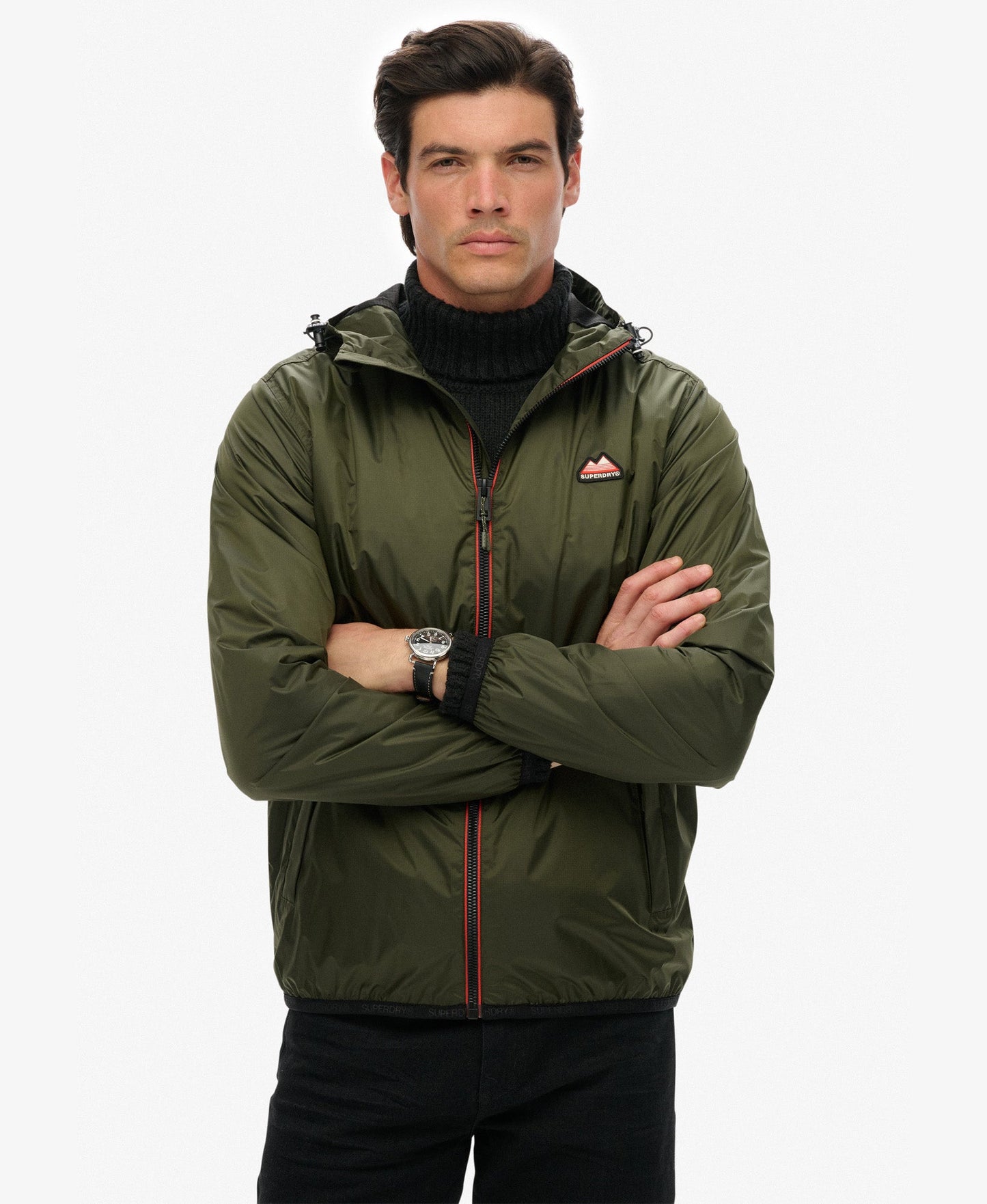 Essential Tri Windbreaker Jacket | Olive Night Green