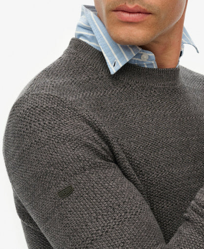 Light Weight Cotton Texture Jumper | Black/Dark Grey