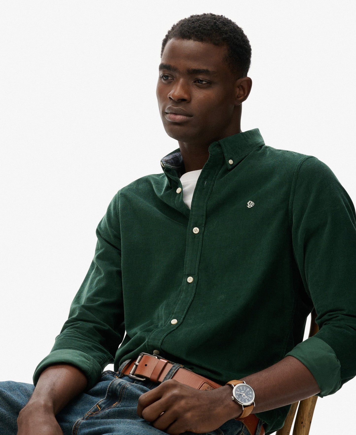 Classic Needle Cord Shirt | Enamel Green