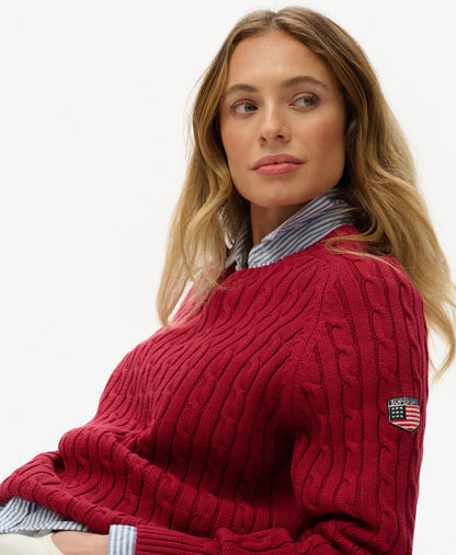 Slouchy Cable Knit | Bordeaux Red