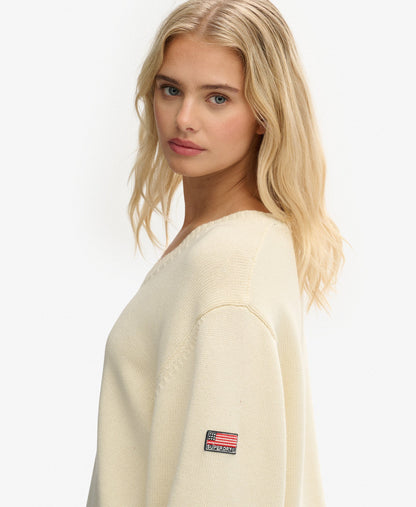 Oversized V Neck Jumper | Natural White