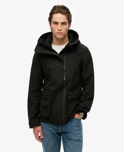 Slim Fit Hood Ultimate Embroidered Windbreaker | Black