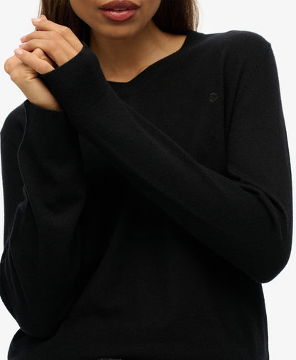 Classic V Neck Slim Fit Jumper | Black
