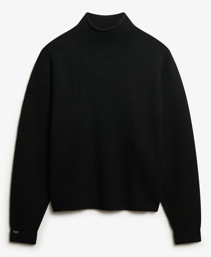 Slouchy Mock Neck Jumper | Black Twist