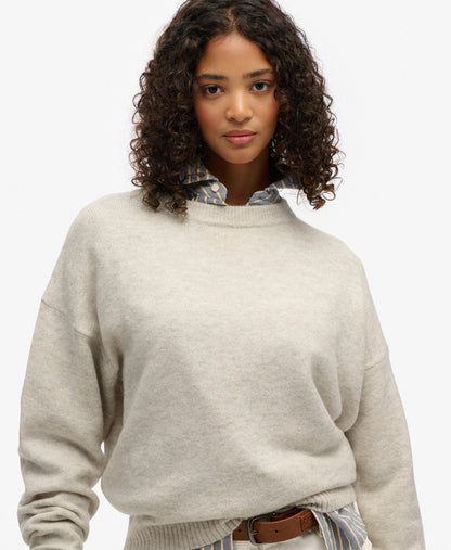 Slouchy Crew Neck Jumper | Oatmeal Twist