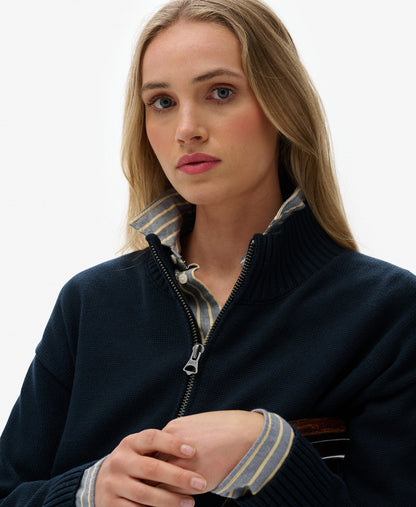 Slouchy Knitted Half Zip | Eclipse Navy