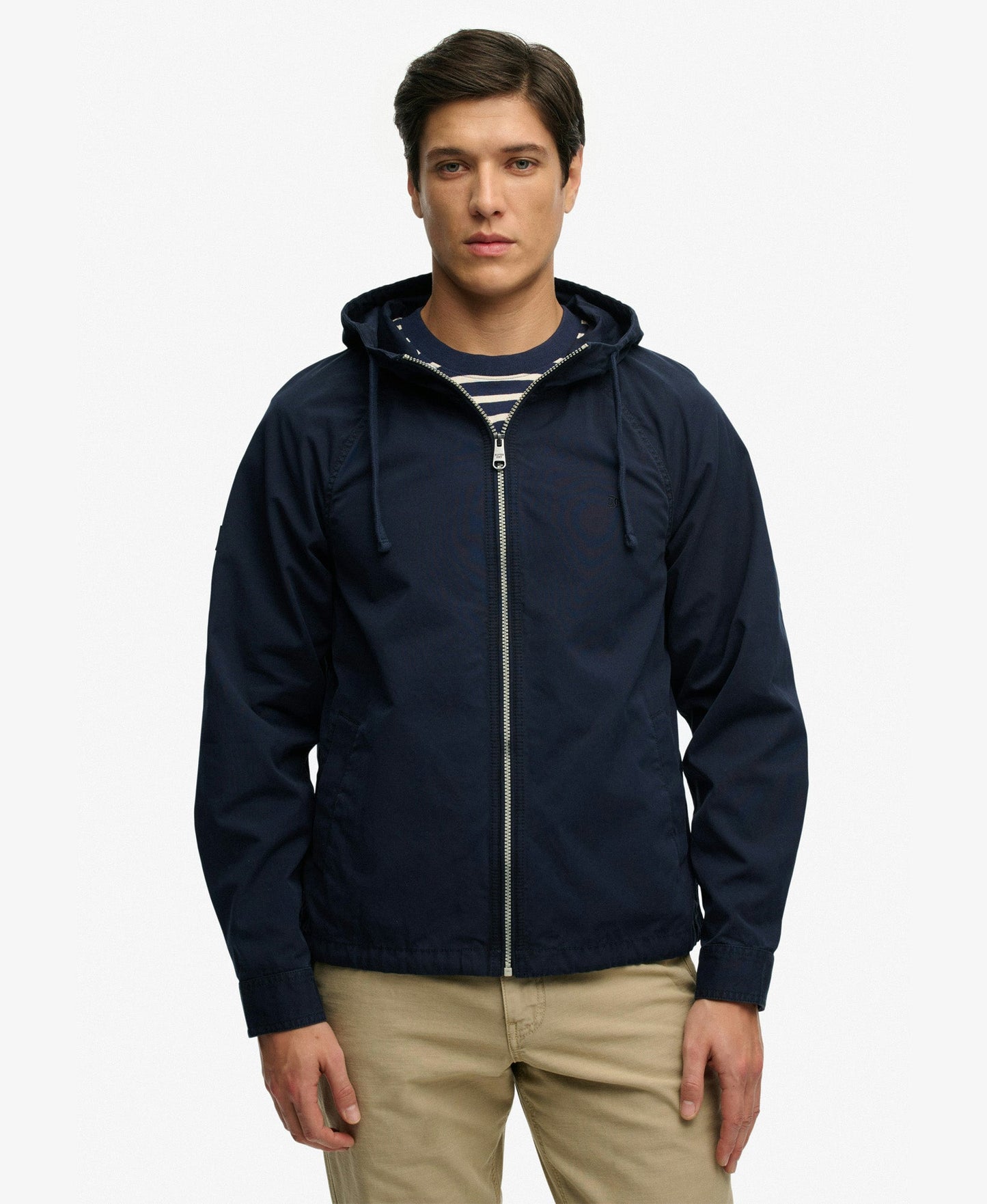 Hooded Washed Twill Jacket | Washed Navy