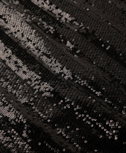 Mandarin Sequin Mini Dress | Black Sequin