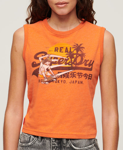 La Vintage Logo Graphic Slim Tank Top | Soda Pop Orange Marle