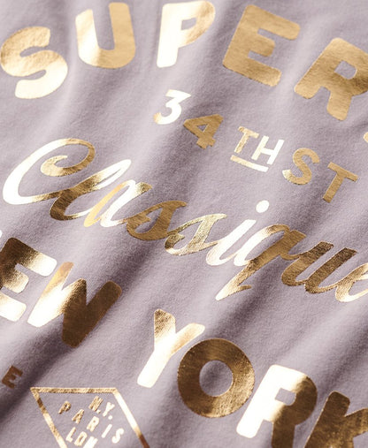 Luxe Metallic Logo Relaxed Tee | Brassica Lilac