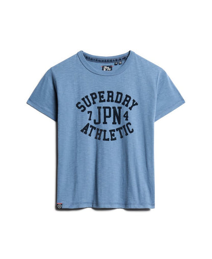 Athletic Graphic Fitted Slim Fit Tee | Wedgewood Blue Slub
