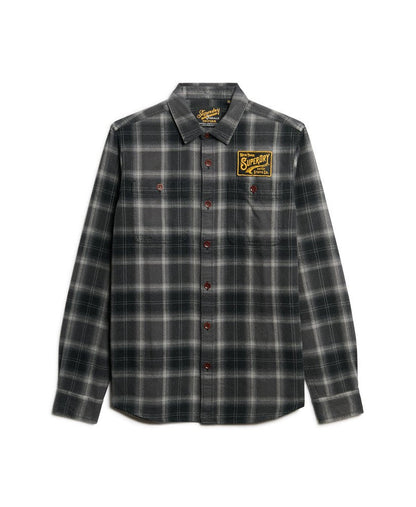 Embroidered Check Overshirt | Roderick Check Black