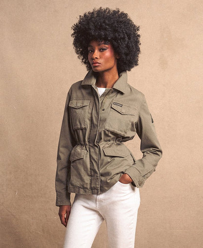 Embroidered M65 Military Jacket | Moss Khaki