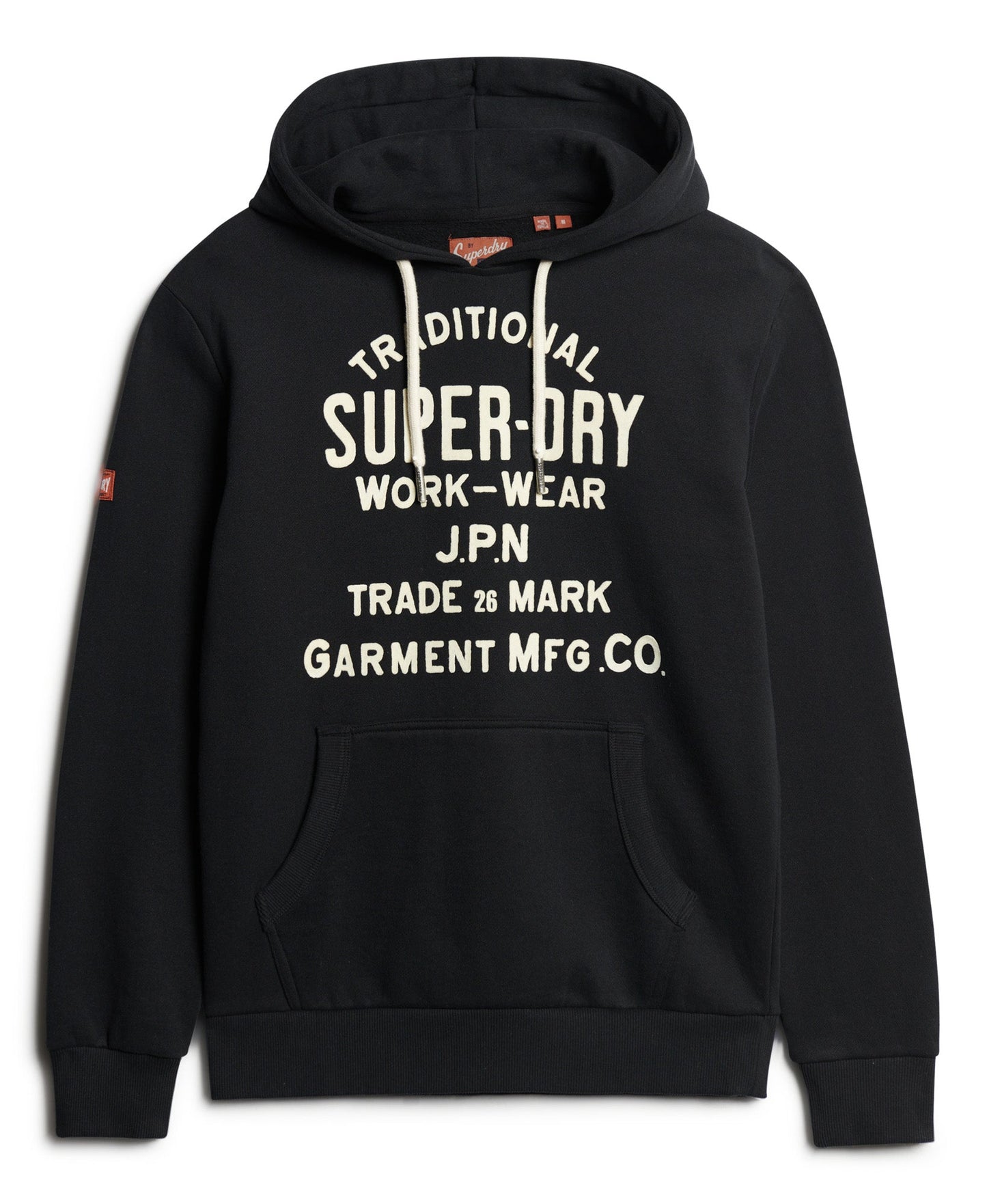 Workwear Flock Graphic Hoodie | Nero Black Marle