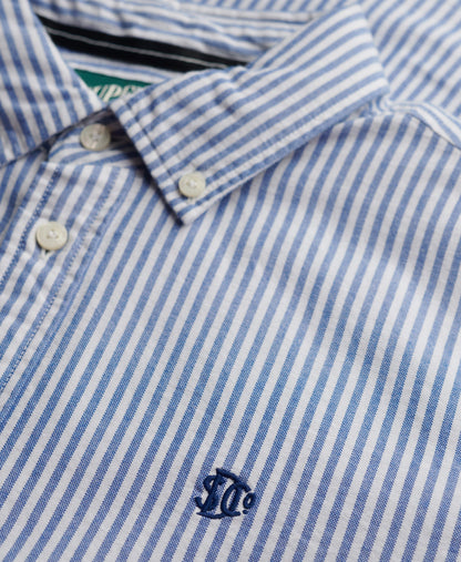 Slim Oxford Long Sleeve Shirt | Azure Blue Stripe Oxford