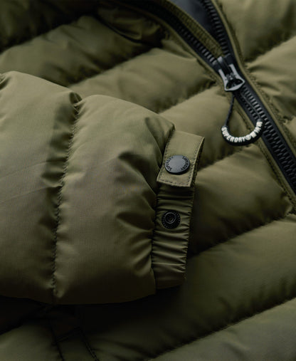 Hooded Fuji Padded Slim Fit Jacket | Shooting Olive