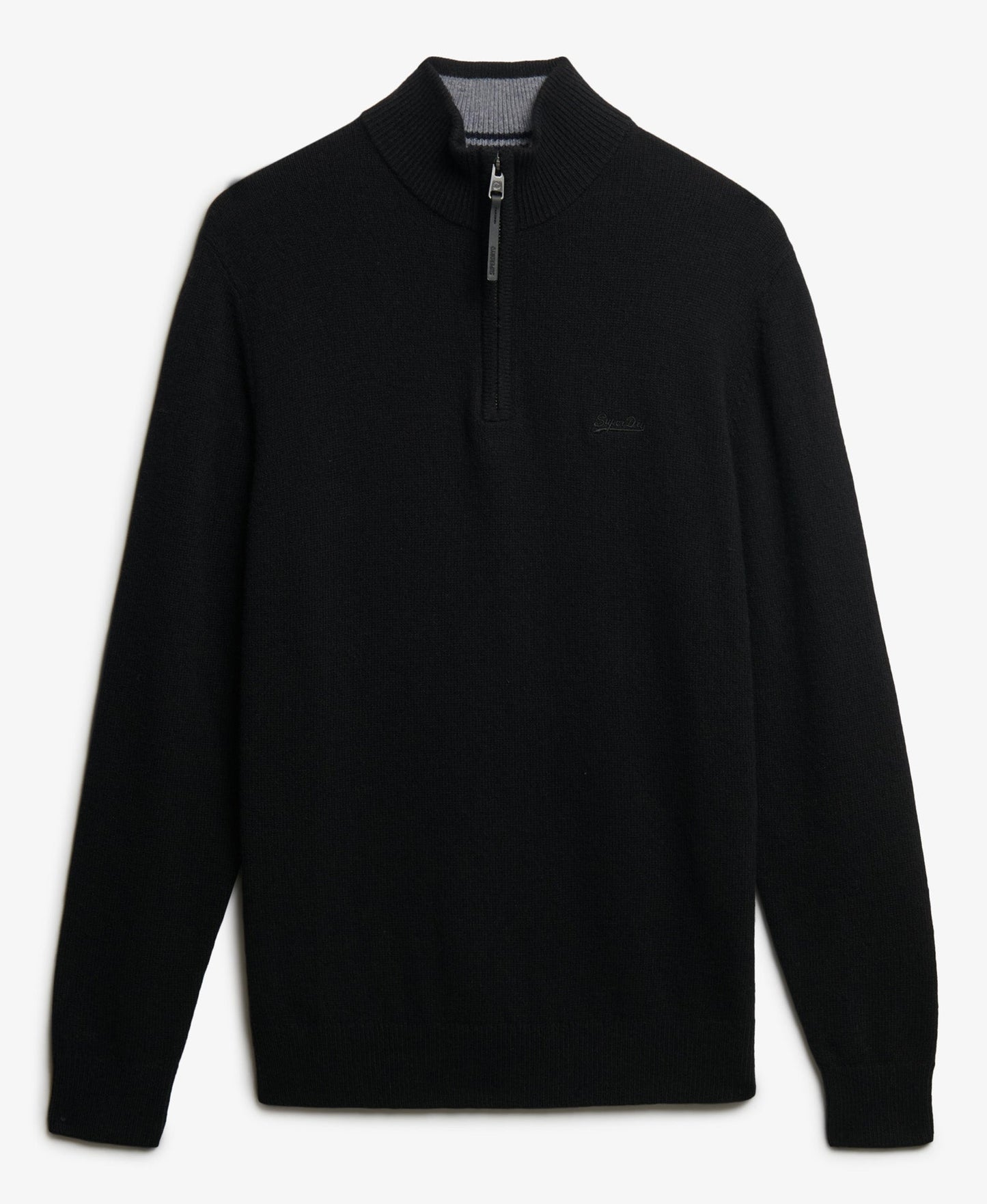 Wool Blend Half Zip Slim Fit Jumper | Black