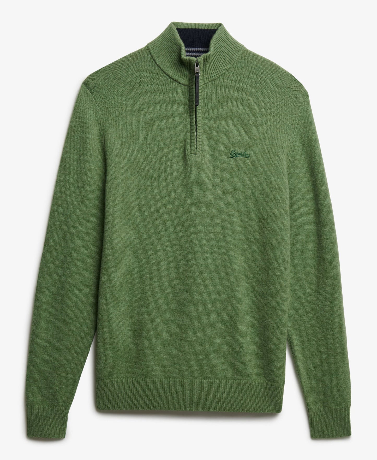 Wool Blend Half Zip Slim Fit Jumper | Artichoke Green Marle