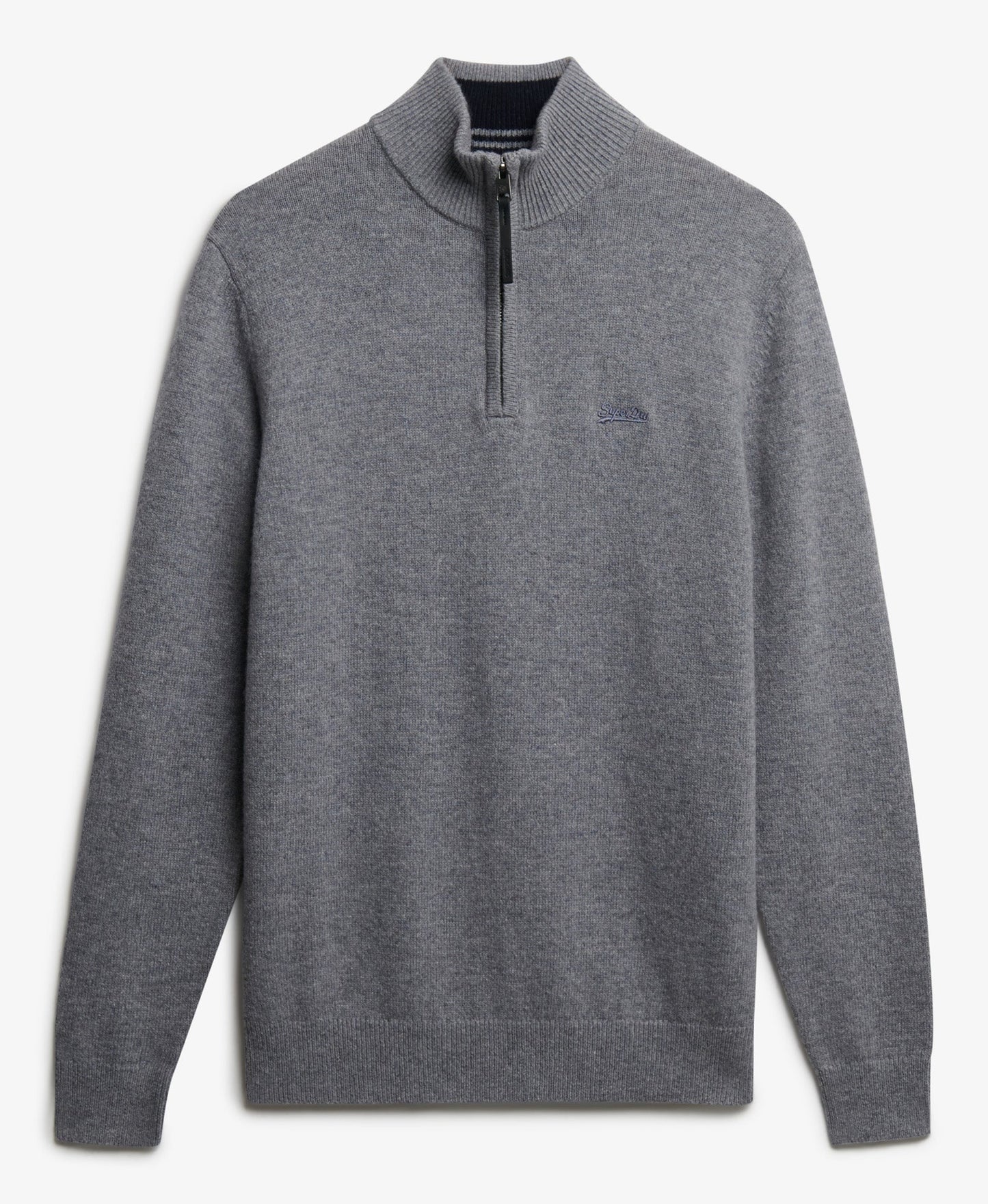 Wool Blend Half Zip Slim Fit Jumper | Blue Grey Marle